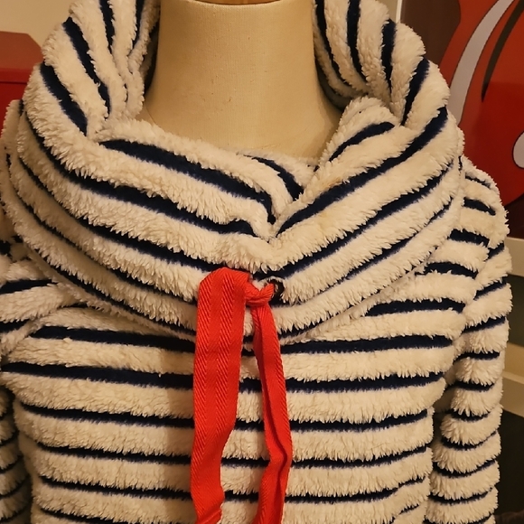 Joules Navy and Cream Striped Cowl Neck Sweater - Picture 2 of 6